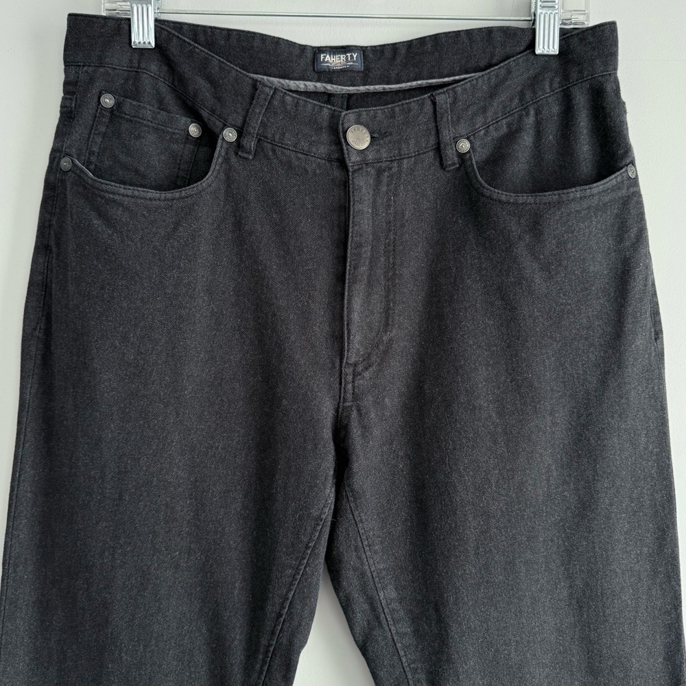 Faherty Knit Flannel 5-Pocket Slim Fit Pant Men's 32 x 30 Dark Charcoal Gray - Picture 5 of 12